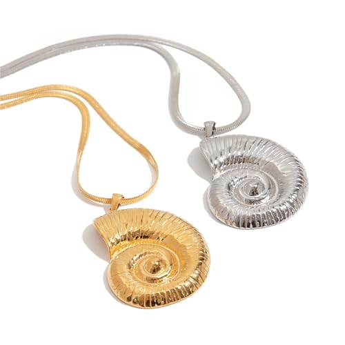 Collier avec pendentif coquillage en acier inoxydable pour femme