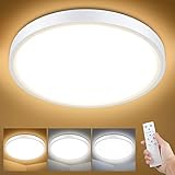 【3 Farbtemperaturen】Die verbesserte LED-Deckenleuchte bietet drei Farbtemperaturstufen zur Auswahl: Warmweiß (3000 K) + Naturweiß (4000 K) + Kaltweiß (6000 K). Sie können die Farbtemperatur manuell ändern, indem Sie den Wandschalter schnell aus- und dann wieder einschalten. (Hinweis: Die Lampe hat volle Helligkeit und die Helligkeit kann nicht per Wandschalter geändert werden.)