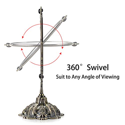 Juxyes Metal Tabletop Antique Decorative Makeup Mirror With Stand, Vintage Swivel Double Sided Cosmetic Mirror With Frame, Retro Desktop Oval Dressing Mirror For Bathroom Bedroom #TOP4