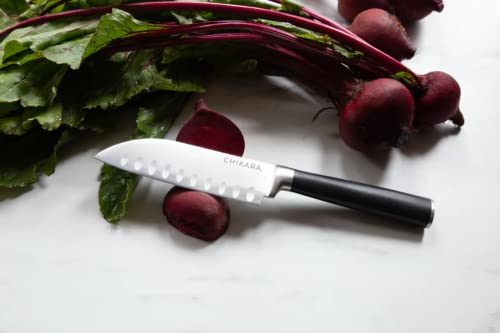 Ginsu Chikara Series Forged 5-Piece Japanese Steel Knife Set – Cutlery Set With 420J Stainless Steel Kitchen Knives – Toffee Finish Block, 07135Ds #TOP2