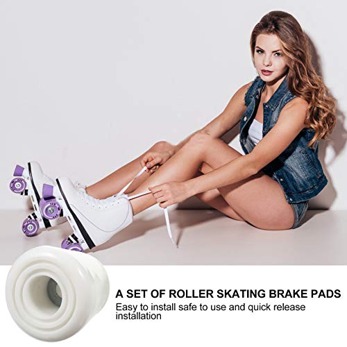 Homoyoyo 4Pack Roller Skate Toe Stoppers, Adjustable Pu Rubber Plugs Brake Block Double-Row Roller Skating Brake Jam Plugs For Rollar Skate Stoppers Toe Stops Replacement Parts Accessories(White) #TOP1