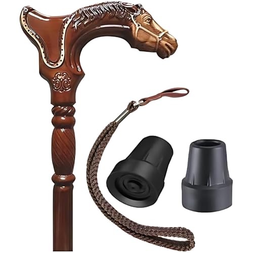 Canne de marche en bois pour homme et femme, forme d'animal sculpté rustique, accessoire confortable pour les personnes âgées, canne de marche élégante – Excellent cadeau abordable