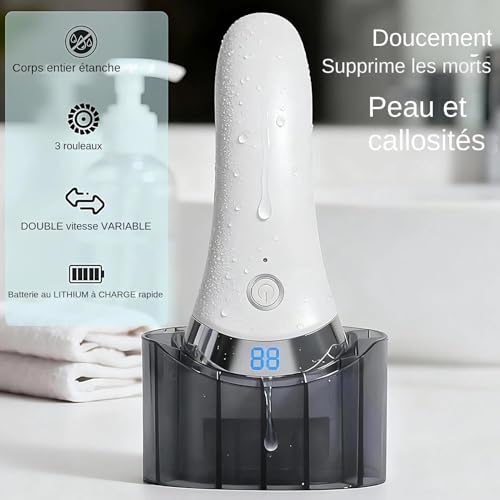 Ponceuse électrique pour pieds rechargeable avec 3 têtes rotatives et affichage