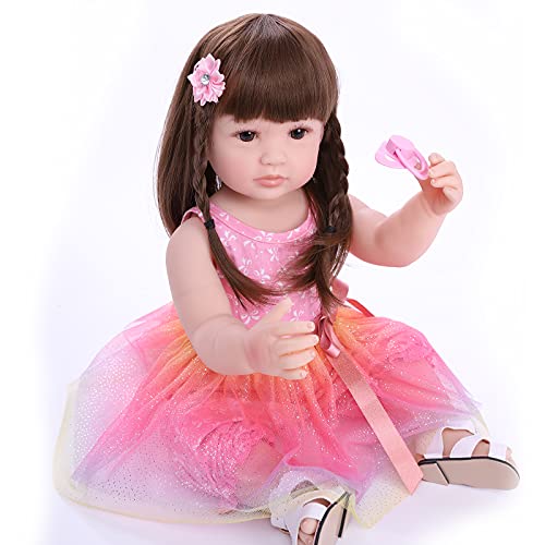 ZIYIUI Realistische 48 cm Reborn Girl Baby Handgemachte Weiche Silikon Vinyl Puppe Große Augen Mädchen Paar Geschenk… – Bild 8