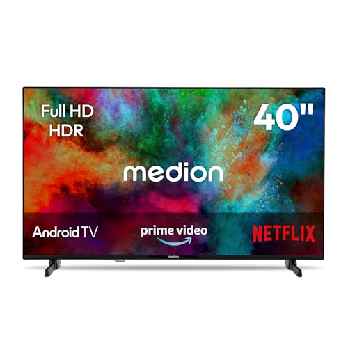 MEDION 100 3 cm (40 Zoll) Full HD Fernseher (Android TV Smart TV HDR Prime Video PVR Bluetooth MD 840100)