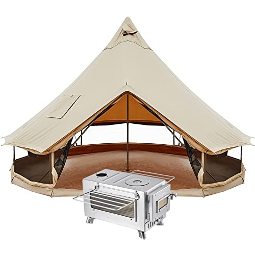 Kingcamp 13Ft Glamping Bell Tent And 6Ft Hot Tent Stove Winter Camping Glamping Combo #TOP14