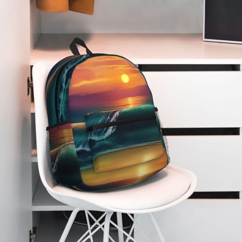 Sac à dos classique de voyage imprimé coucher de soleil imperméable décontracté - 6