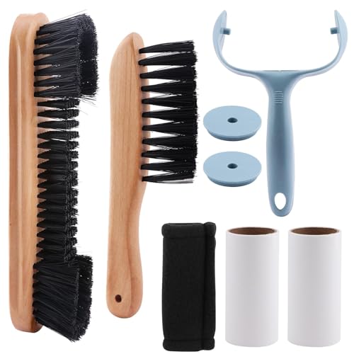 LOQJSS Pool Table Cleaning Brush Set,Pool Table & Rail Brush 5 Set,Billiard Table Accessories Kit,2 Wood Nylon Brush,Pool Cue Cleaning Cloth,Sticky Lint Roller and Spare Core