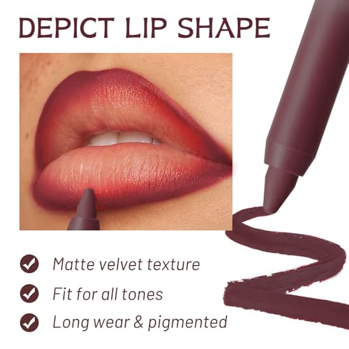 Image of Wine Berry Matte Lip Liner Pencil - Smooth & Moisturizing Lip Pencil for Precise Contour, Rich Color Payoff, Lightweight Everyday Lip Makeup, Twist-Up Design,06#