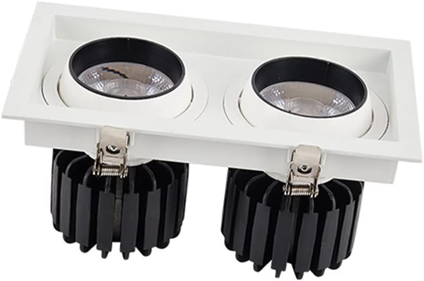 Rotatable LED COB Recessed Downlight Square Double Head LED Ceiling Spot Light for Indoor Lighting Daylight Retrofit Downlight Bathroom Kitchen Office Baffle Trim