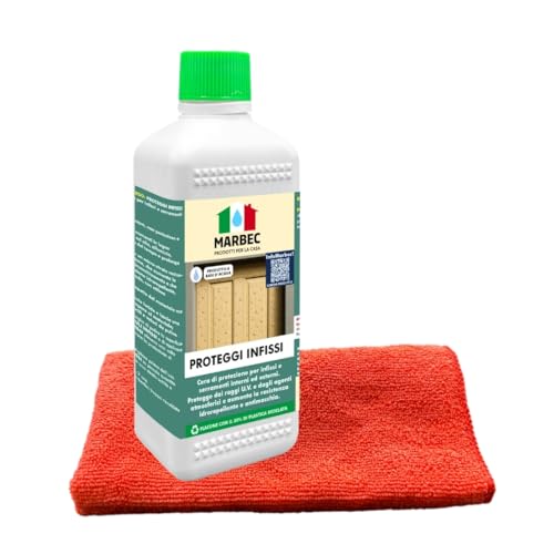MARBEC PROTEGGI INFISSI 500ML + PANNO MICROFIBRA Cera per Infissi Esterni Marbec – Protezione Anti-Macchia, Anti-Degrado, Ravvivante Naturale per Serramenti – Uso Interno ed Esterno