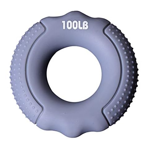 BENGKUI Hand Grip Ring,Silica Gel Portable Hand Grip Strengthener Ring Forearm Wrist Finger Exerciser Carpal Expander Rock Climbing Athletes Stress Relief 100Lb Gray Cover