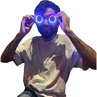 Earthradius LED Goggles Glasses Light Up EDM Colorful Flashing Glow Cyberpunk Adjustable Modes & Speed by Remote Control