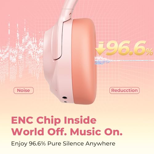 Image of Active Noise Cancelling Headphones, Upgraded Wireless Bluetooth Headphones Over Ear with ENC Mic, HiFi Stereo Deep Bass, Noise Canceling Headphones Lightweight, BT 5.4, for Travel /Office /Home, Pcs