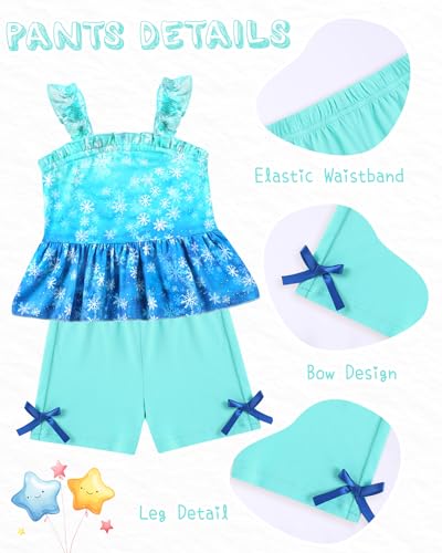 WESIDOM Baby Girl Clothes 12 18 Months Girls Summer Outfits Ruffle Sleeveless Tank Top + Shorts + Headband 3Pcs Cute Baby Clothing Short Set (Blue, 12-18 Months) — view 6
