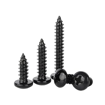 Round Head Wood Screws - Stainless Steel 304 Black Zinc Plated Self-Tapping Phillips Pan Head Self-Drilling Screws M2 x 3 mm 100 Pieces Schwarzes Zink Plattiert Pan Kopf Selbstbohrende Schrauben M2 x 3mm 100 Pcs