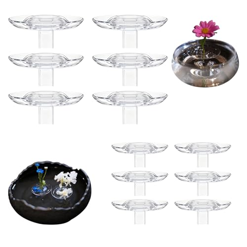Dayinkes 12PCS Creative Floating Floral Arrangement Holder Set, Clear Acrylic Floating Flower Holders with 6 Large & 6 Small Bowls for Easy DIY Home Decor, Table Centerpieces, and Event Displays