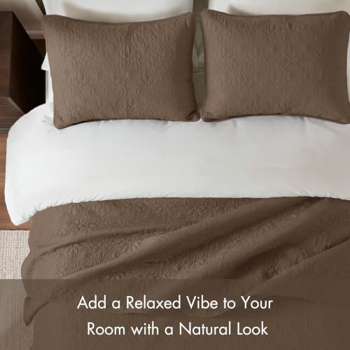 Image of Madison Park Luxurious Cotton Damask Quilt Set, 3PC Full /Queen Bed Set