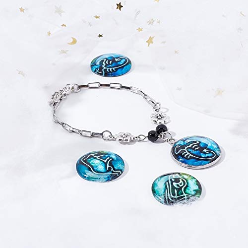 CHGCRAFT 50pcs Zodiac Sign Cabochons Mosaic Tiles Constellation Half Round Glass Mosaic Making Supplies for Jewelry Making, 25x7mm, Mixed Colors - Thumbnail 6