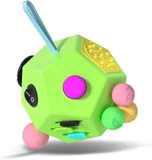 Fidget Dodecagon –12-Side Fidget Toys Cube Relieves Stress and Anxiety Anti Depression Focus Travel Toy Cube for Children and Adults Stocking Stuffers Gifts Idea (B1 Green)