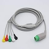 Siemens - Cable de conexión directa compatible con 3 cables, 5 cables, conector de pinzón/grabador, ECG, estándar IEC, aprobado por la CE (5 cables a presión)