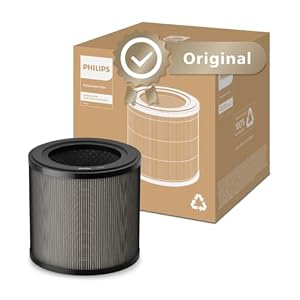 Philips Original-Ersatzfilter für Luftreiniger der 800er & 900er Serie AC0950, AC0951, AC0830, AC0850, HEPA NanoProtect + Aktivkohle, 12 Monate Lebensdauer, Schwarz/Weiß (FY0910/30)