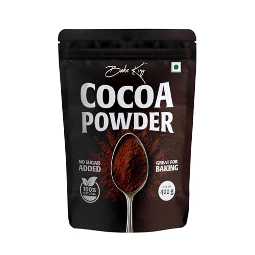 Image of BAKE KING Natural Cocoa Powder 400gm for Baking, Shake, Cake and Chocolates | Unsweetened