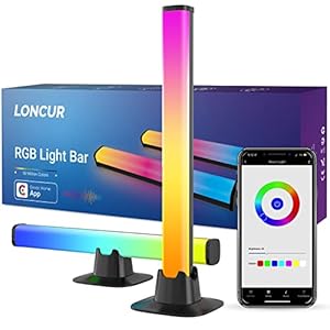 Loncur Emotion Smart LED Lightbar, gaming lamp, sync met muziek, RGBIC LED-tv-achtergrondverlichting, DIY LED Light Bar bestuurbaar via app, sfeerlicht voor gaming, party, televisie, pc