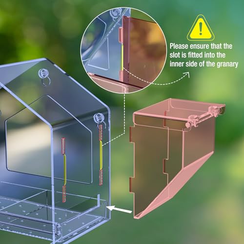 Window Bird Feeder with Strong Suction Cup and Self-Adhesive, Clear Birdfeeder for Window Larger Viewing, 6.8\" Squirrel-Proof Bird Watching with Large Food Storage Design for Outdoors Cats - Thumbnail 2