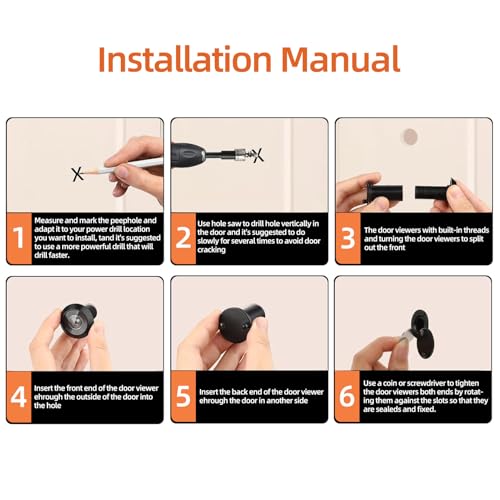 Türspion,Spion,Türspione,Türspion Mit Sichtschutz200° Weitwinkel Optische Glaslinsen Bohrloch,Mit 16 Mm Bohrer,Messing Spion Mit Bohrer Einstellbare Länge Türspion Aus Messing Für 35-60mm Dicke Türen