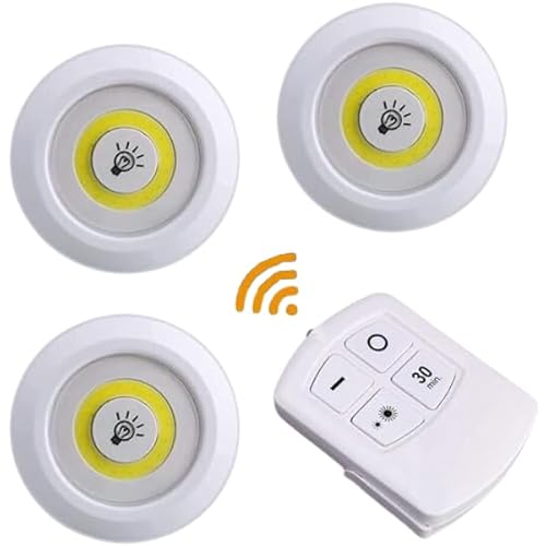 Kit 3 Lâmpadas LED Sem Fio com Controle Remoto: Iluminação Ultra-brilhante, Timer de 30 Minutos, Ins