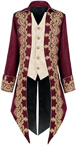 Crubelon Mens Steampunk Medieval Jacket Gothic Victorian Frock Co...