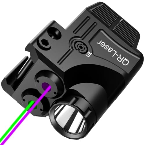3 in 1 Green Purple Laser Light Combo, 800 Lumens Tactical Flashlight Laser Sight, Built-in USB Rechargeable Battery, Adjustable Compact Tactical LED Light Laser Beams for Handguns with a Rail
