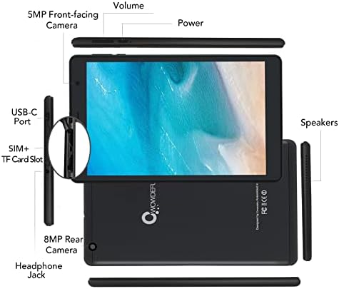 Tablet 8 inch with Case, 5G WiFi + 4G LTE SIM Tablet & Phone (Makes Calls) Unlocked,Android 11 phablets,3GB+32GB/256GB,Octa-Core 2.0GHz Processor MTK6762,5100mAh Battery, Bluetooth 5.0 (Black)