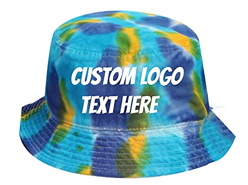INK STITCH 1500TD Unisex Custom Stitching Logo Text Tie Dye Bucket Hats - Aruba (L/XL)