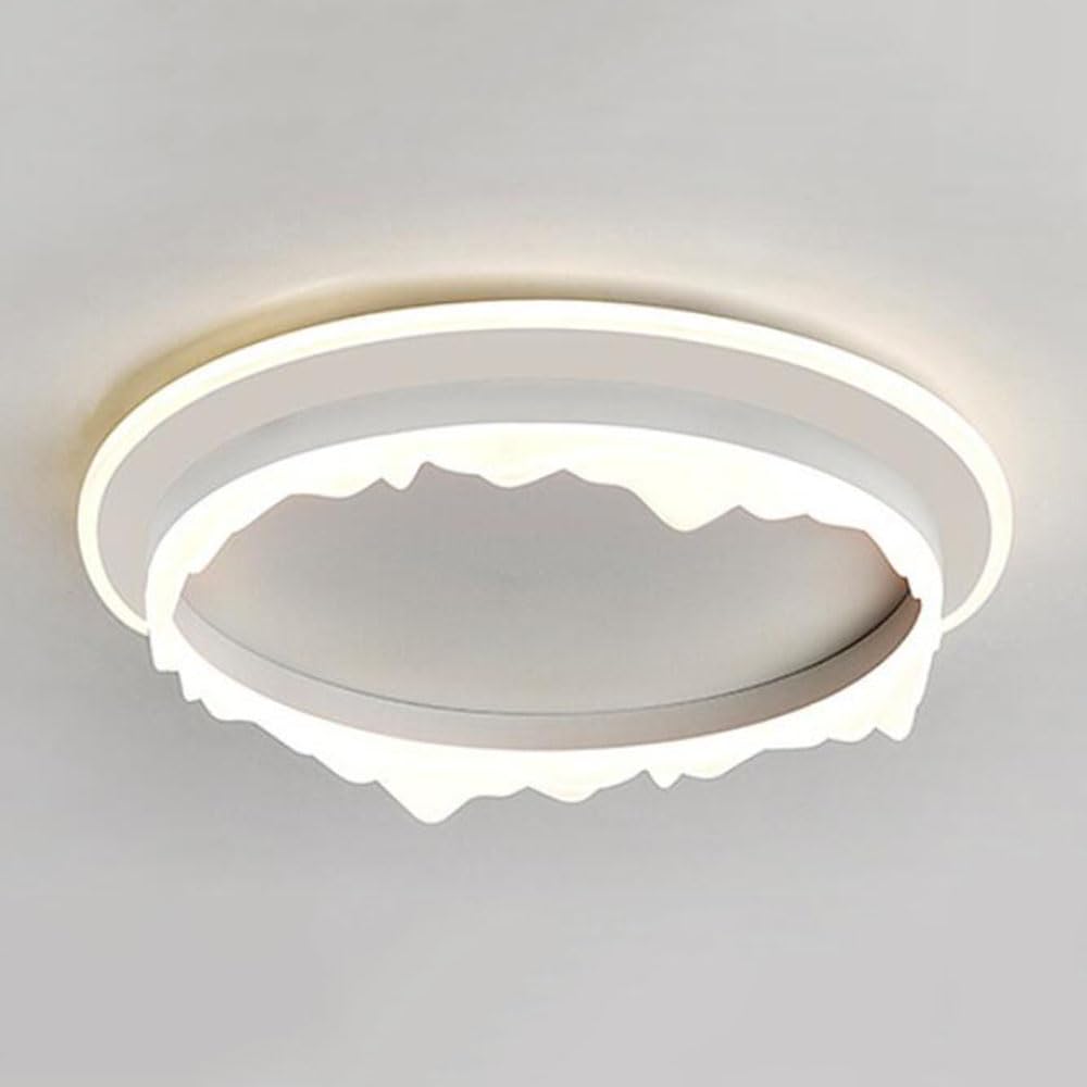 KNBVFHG Round Bedroom Lamp Creative Personalized Restaurant Ceiling Lights Minimalist Study LED Lighting Fixture Three-Color Dimming Embedded Panel Lamps for Living Room Kitchen Office Hallway