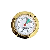 Prestige Import Group Medium Round Analog Hygrometer Humidity Gauge for Humidors - Color: Gold