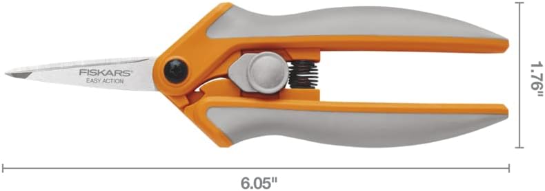 Fiskars 190500 RazorEdge Micro-Tip Easy Action Shears, 5 Inch, Orange and Gray