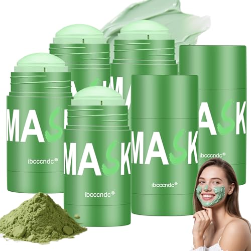 Green Tea Deep Cleanse Mask, Blackhead Remover with Green Tea Extract, Deep Cleanse Mask Stick for Face Deep Pore Cleansing, Oil Control, Moisturizing, and Shrink Blackheads for Men and Women, 6PCS
