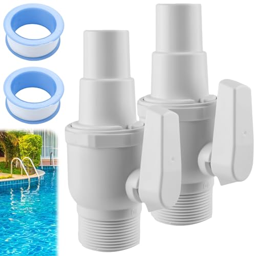 Shut-off Valve Pool, 2 Pieces Ball Valve Pool, Shut-off Valve Rotation for Skimmer, Pool Hose Adapter Shut-off Valve, Pool Drain Valve, Shut-off Valve, Connection Pool Pump Replacement for SP0729