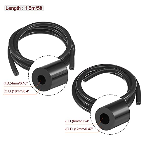 Meccanixity Vacuum Silicone Tubing Hose 5/32" 1/4" 5/16" 1/2" Id 1/8" Wall Thick 5Ft Black High Temperature For Engine #TOP1