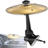 Car Cymbal Air Vent Clip – Mini Practice Drum Crash Cymbal with Drum Stick, Metal Percussion Instrument for Drummers, Gift for Drummers & Music Lovers, Fits Most Vehicles (Gold)