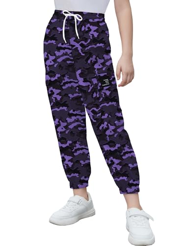 Image of Cromoncent Girls & Womens Camo Print Cargo Pants Outdoor Lightweight Jogger Baggy Pants, 6 Years - XX-Large
