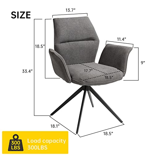 Hipihom Modern Rotating Dining Chairs Set Of 2, Upholstered Fabric Accent Leisure Armchairs With Mid Back And Metal Legs For Living Room/Dining Room/Bedroom/Guest Room,Grey #TOP2