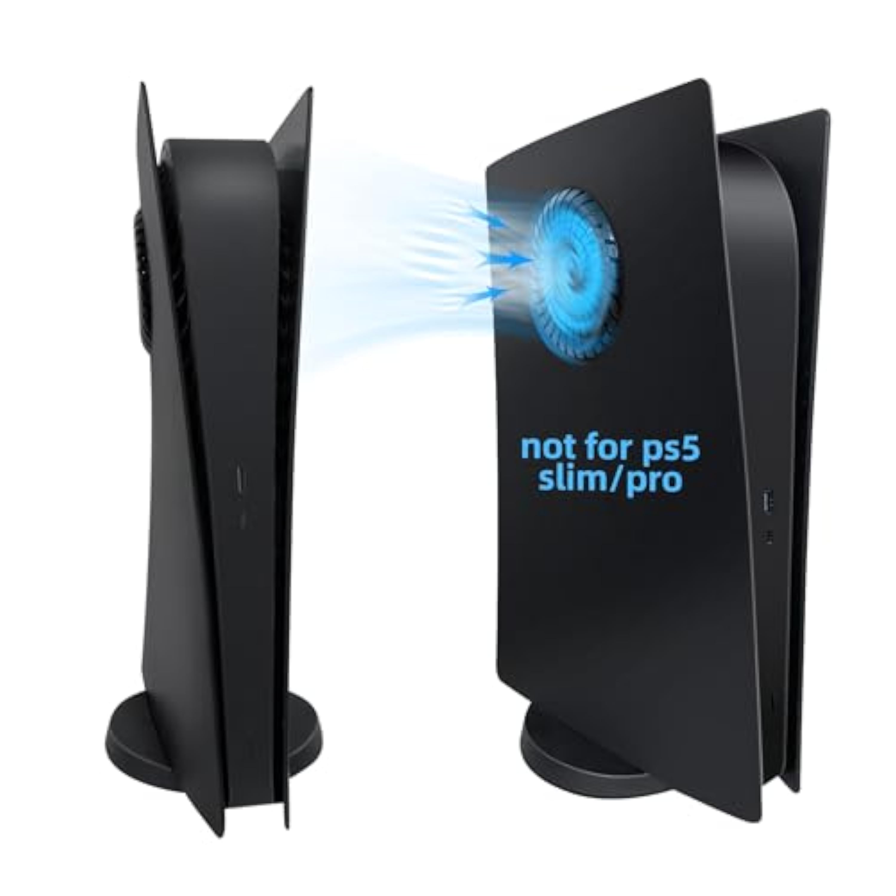 Mcbazel PS5 Consola de la Cubierta con Ranuras de Aire de refrigeración de reemplazo de la Placa Frontal para la Consola de PlayStation 5 Digital Edition- Negro(No para PS5 Slim)