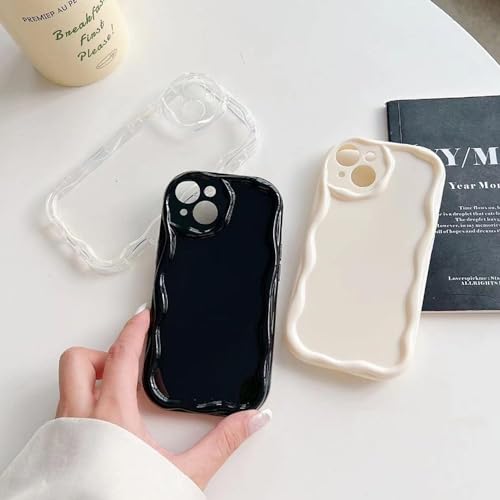 Image of KC Back Cover for Redmi 12 5G & Poco M6 Pro 5G - 3D New Curly Wave Frame Shape Shockproof Bumper Soft Silicone Case with Camera Protection (Black)