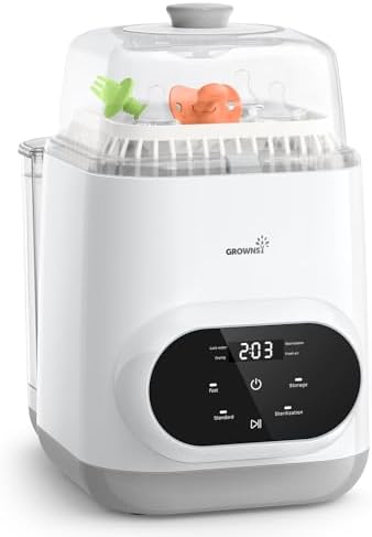 GROWNSY Babyflaschen-Waschmaschine Pro, Sterilisator und Trockner | Wäscht, sterilisiert und trocknet Babyflaschen, Milchpumpenteile und Babyartikel automatisch, ersetzt das Spülen