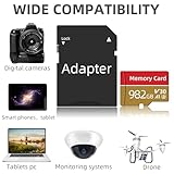 TF Card 982GB, High Speed Flash Memory Card with Adapter, Class 10, U3, A1, Surveillance Security Cam Action Camera Drone Phone Professional, FHD Video TF Memory Card - Image 2