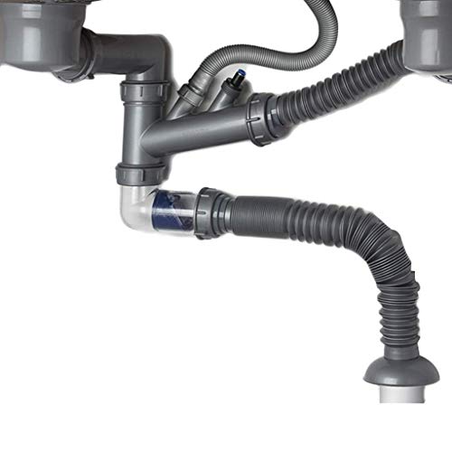 Küchenspüle Küchenspüle Abflussrohrarmaturen Doppelschlitz Wandmontage Platzsparendes Abflussrohr Wasseraufbereiter Geschirrspüler