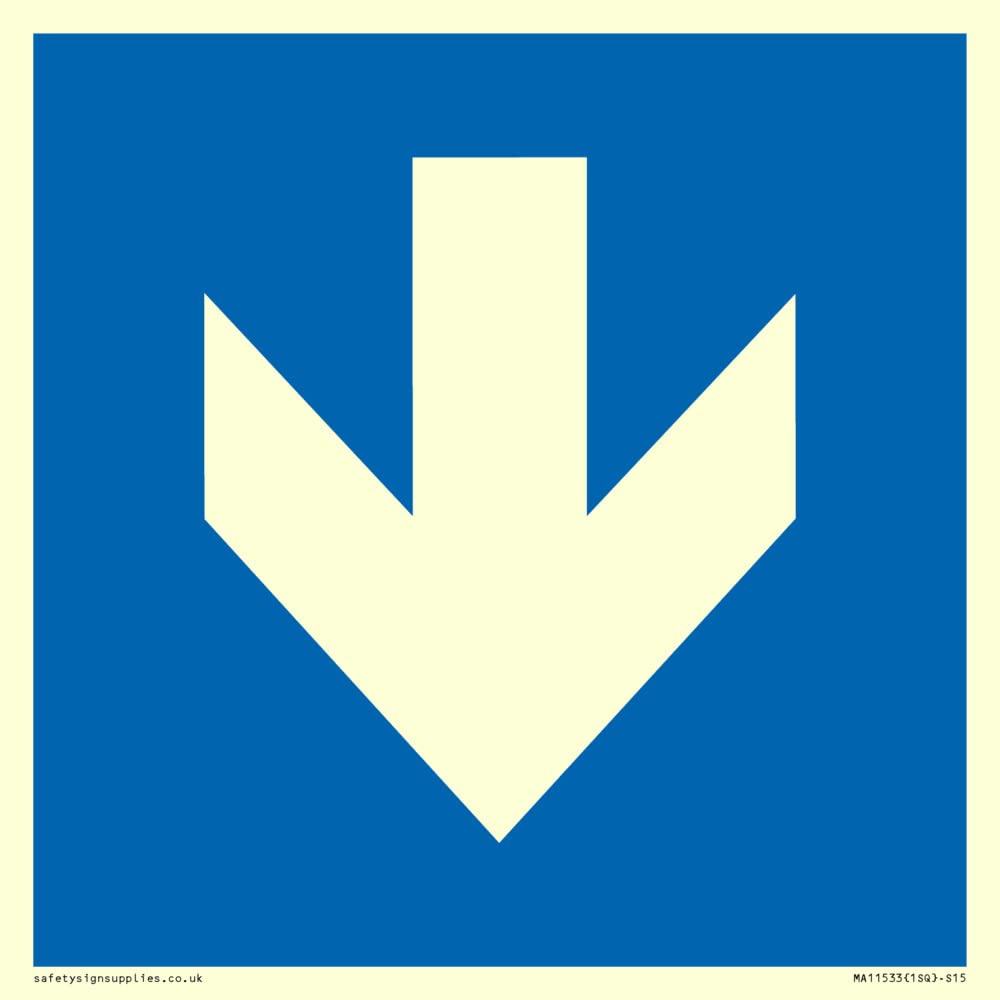 Custom Mandatory: Down arrow Sign - 150x150mm - S15